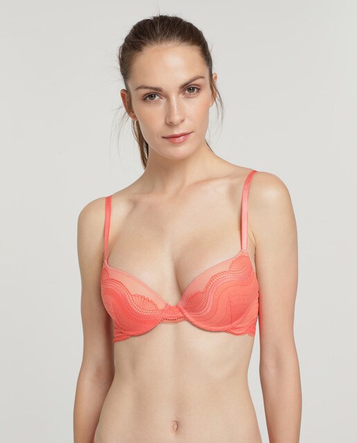 Sujetador push up Fashion Wave liso con puntilla