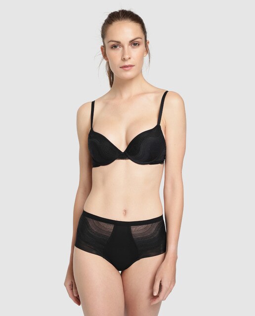 Sujetador push up Fashion Wave liso con puntilla