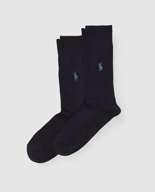 Calcetines de hombre Polo Ralph Lauren en negro de punto acanalado