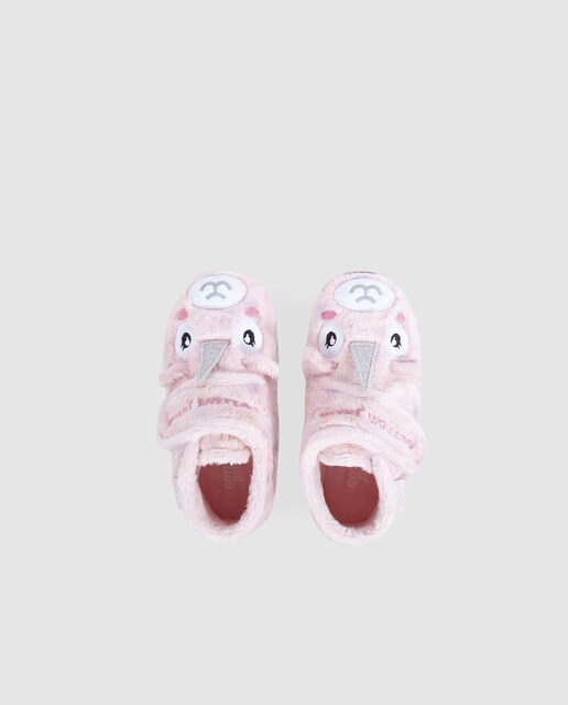 Pantufas fechadas de menina Cotton Juice rosa com pormenor de unicórnio