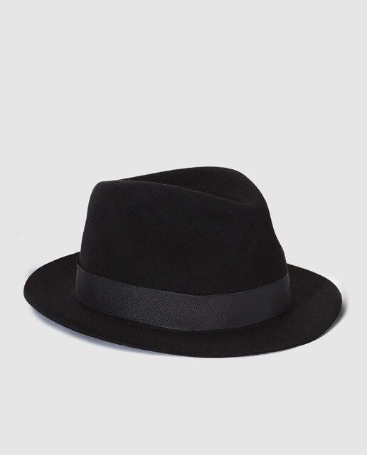 Sombrero de lana en negro con lazo
