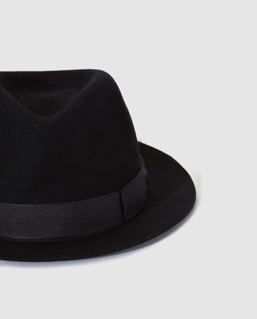 Sombrero de lana en negro con lazo