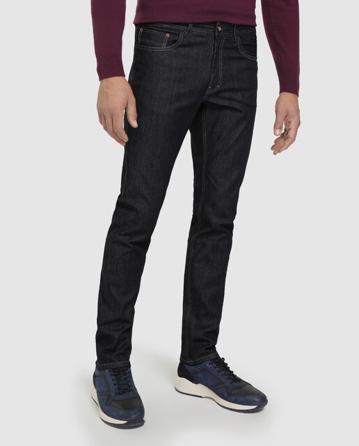 Jeans custom azuis de homem