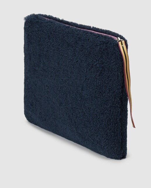 Cartera de mano Southern Cotton de borreguito en azul con cremallera