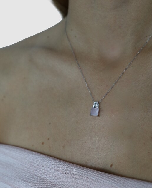 Colgante Alexandra Plata Sweet Dreams de plata y cuarzo rosa