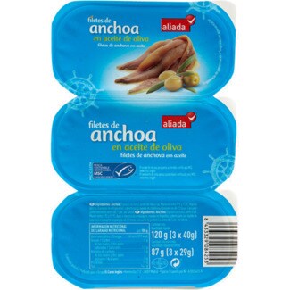 Aliada Filetes de Anchova em Azeite Pack 3 embalagem 87 g