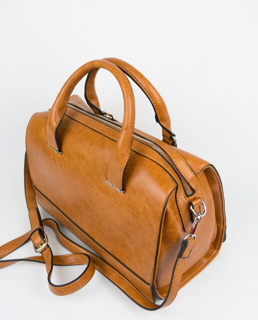 Bowling bag Margarita Green em tom camel com alça de tiracolo