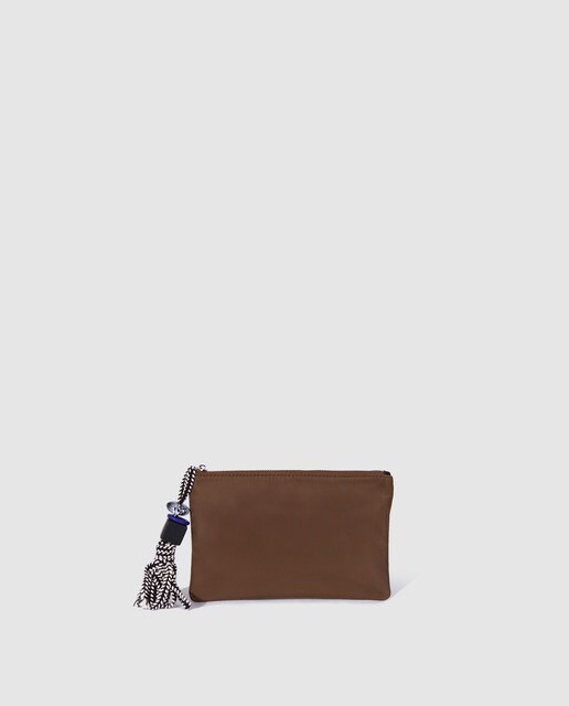 Pouch El Corte Inglés de nylon en kaki con cremallera