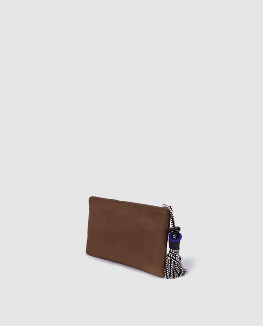 Pouch El Corte Inglés de nylon en kaki con cremallera