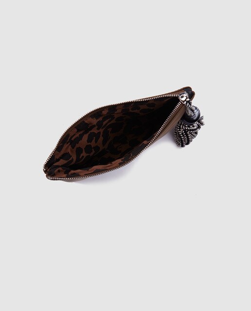 Pouch El Corte Inglés de nylon en kaki con cremallera