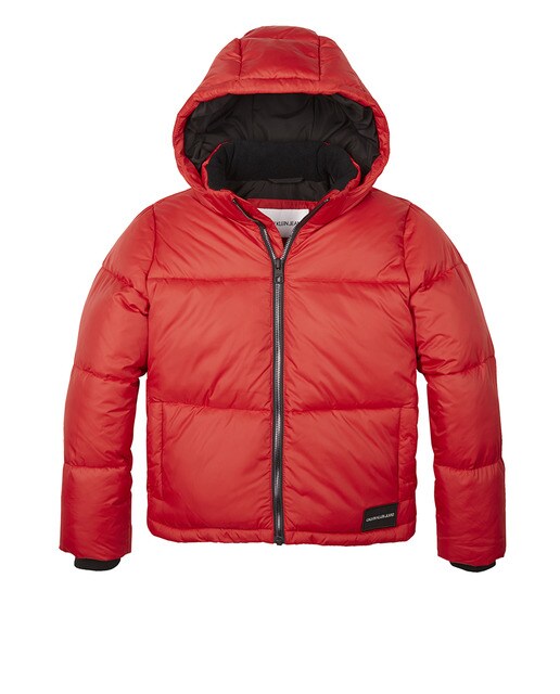 Parka de menina Calvin Klein acolchoada vermelha