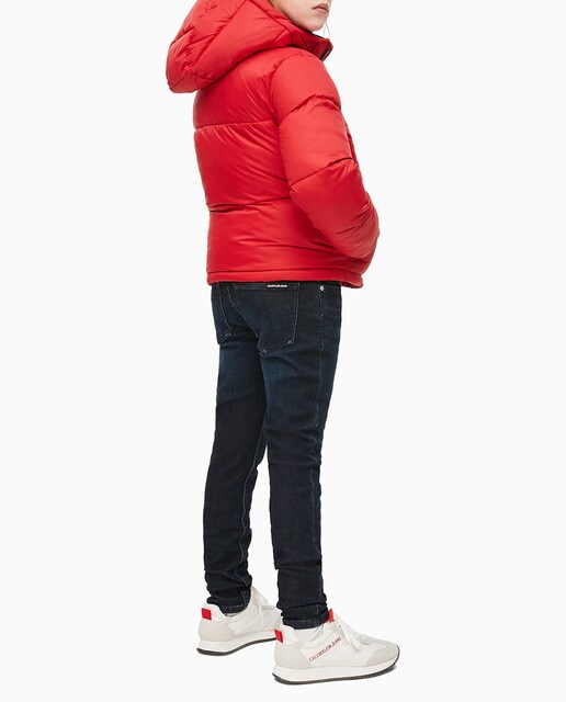 Parka de menina Calvin Klein acolchoada vermelha
