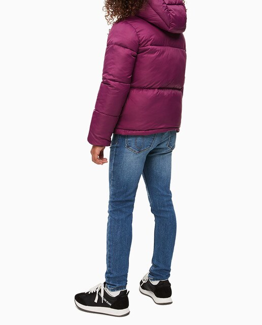 Parka de menina Calvin Klein acolchoada roxa