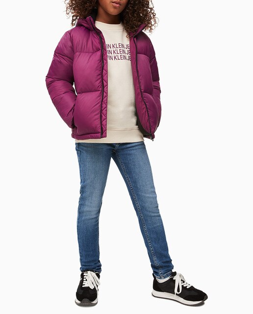Parka de menina Calvin Klein acolchoada roxa
