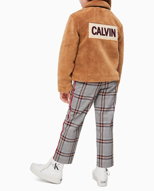 Sobretudo de menina Calvin Klein castanho de pêlo sintético