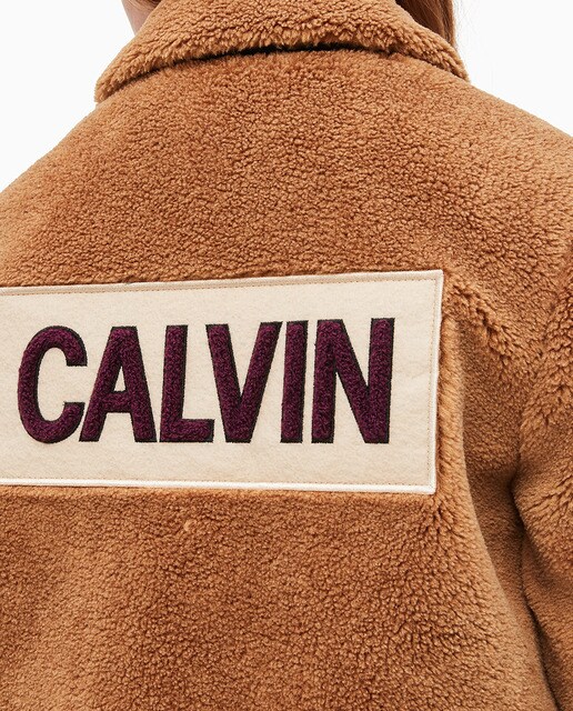 Sobretudo de menina Calvin Klein castanho de pêlo sintético