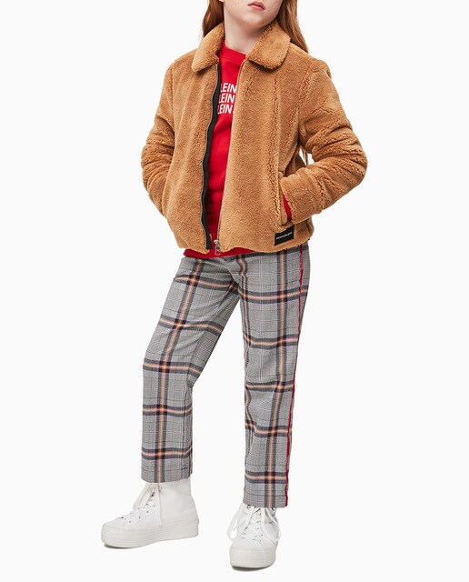 Sobretudo de menina Calvin Klein castanho de pêlo sintético