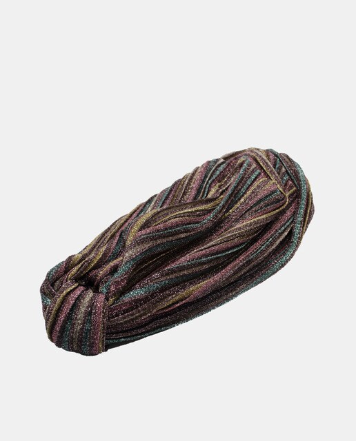 Turbante Oyone en marrón glitter con nudo