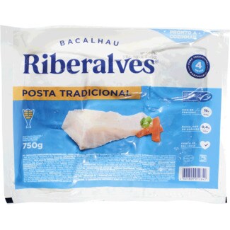 Riberalves Bacalhau Posta Tradicional Demolhado 4 Unidades embalagem 750 g