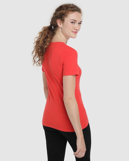 Camiseta básica de mujer manga corta cuello redondo