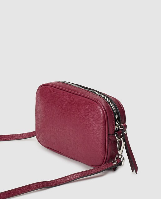 Mala a tiracolo pequena de mulher Gianni Chiarini fúcsia em pele bovina com bolso exterior