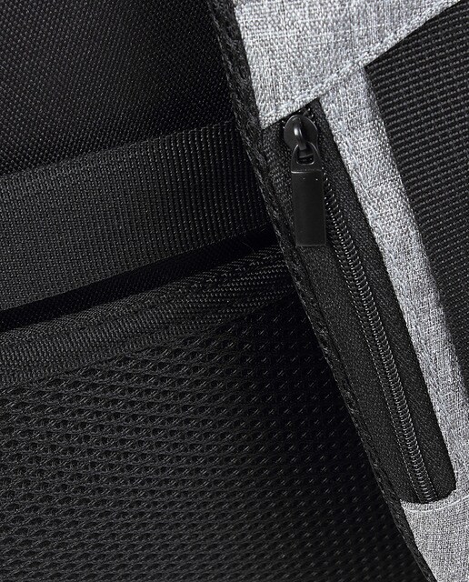 Mochila unissexo cinzenta com porta USB e espaço para portátil