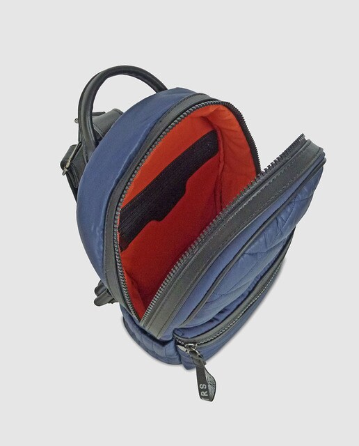 Mochila de mulher Torrens acolchoada azul-marinho com bolsos exteriores