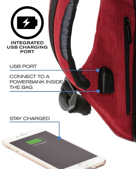 Mochila para el portátil antirrobo unisex XD Design Bobby en rojo