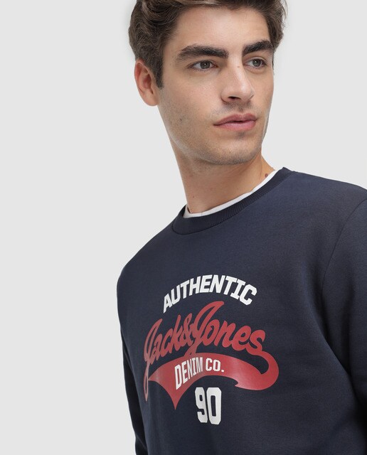 Sudadera de hombre Jack & Jones azul con cuello redondo