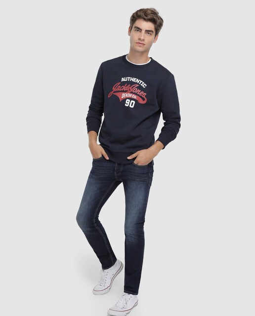 Sudadera de hombre Jack & Jones azul con cuello redondo
