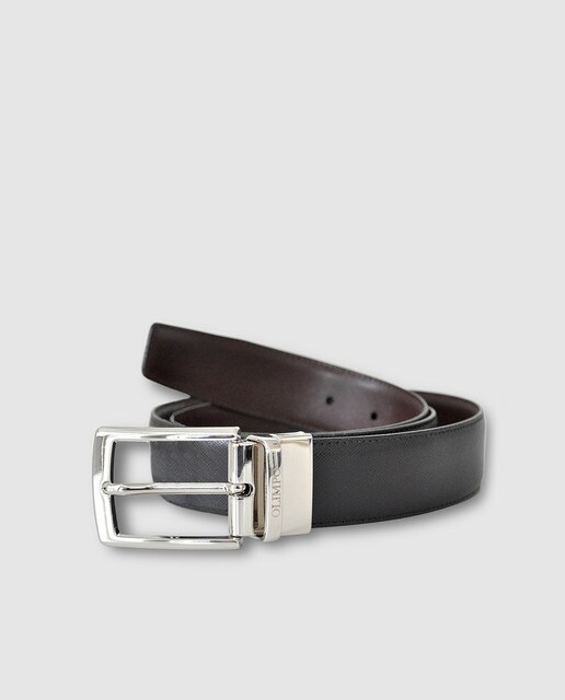 Cinturón de hombre reversible piel negro y marrón