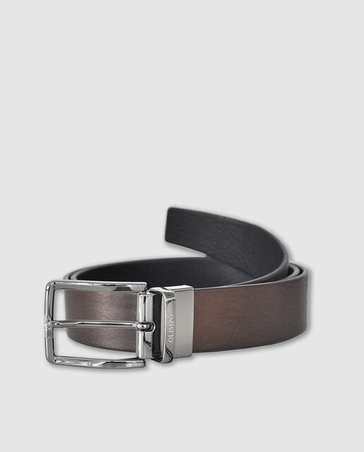 Cinturón de hombre en piel grabado reversible bicolor. Hecho en España.