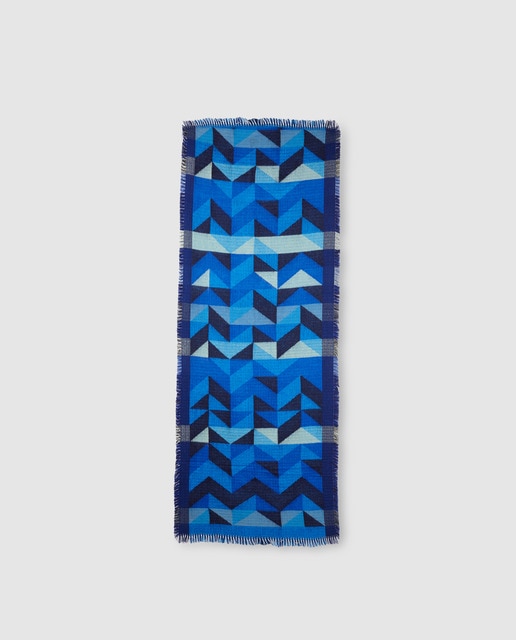 Maxi bufanda Jo & Mr. Joe en azul con estampado color block