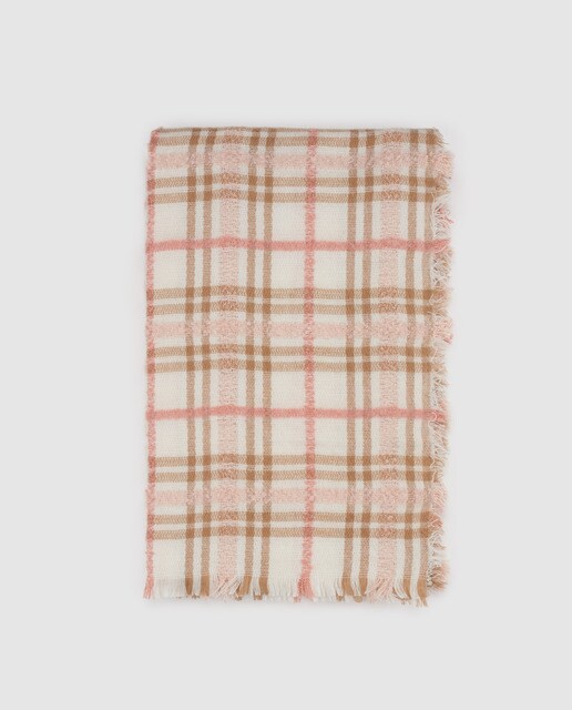 Maxi bufanda El Corte Inglés en beige con estampado a cuadros