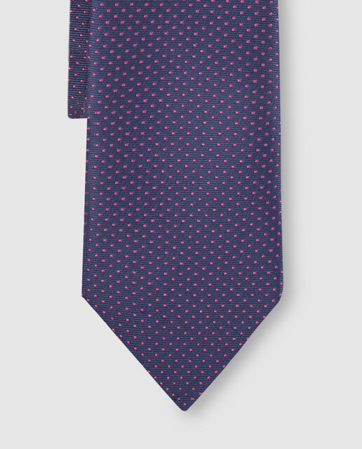 Gravata de malha azul com micro estampado