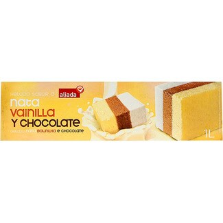 Aliada Gelado de Nata, Baunilha e Chocolate embalagem 1 L