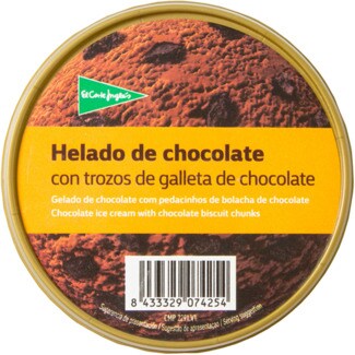 El Corte Inglés Gelado de Chocolate com Pedacinhos de Bolacha de Chocolate embalagem 500 ml