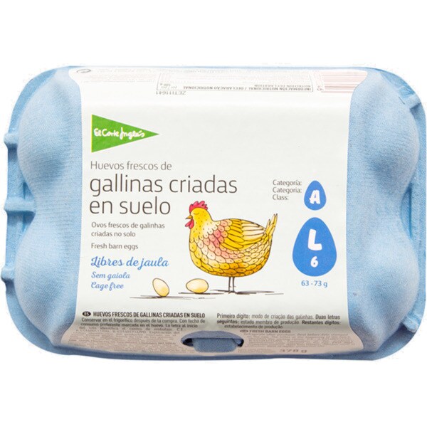 El Corte Inglés Ovos Criados no Solo Classe L embalagem 6 unidades