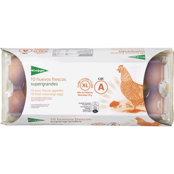 El Corte Inglés Ovos Classe XL +73g embalagem 10 unidades