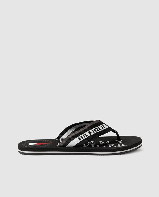 Chanclas de hombre Tommy Hilfiger de textil en color negro