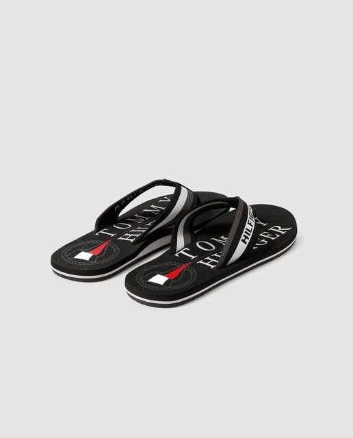 Chanclas de hombre Tommy Hilfiger de textil en color negro
