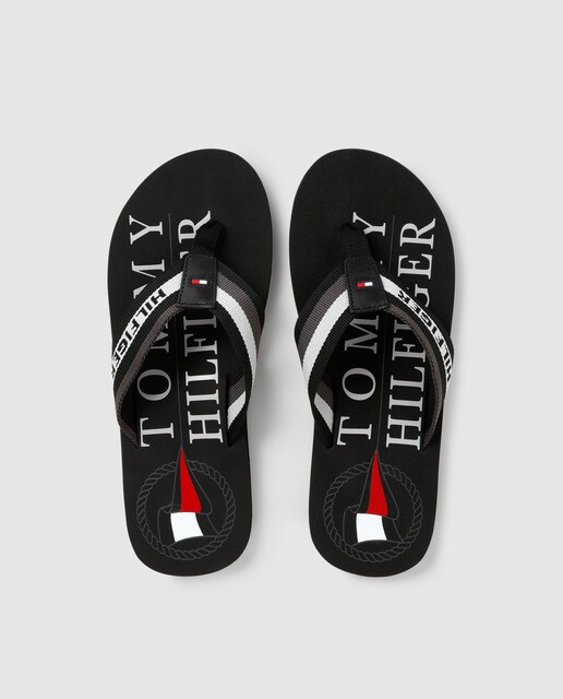 Chanclas de hombre Tommy Hilfiger de textil en color negro