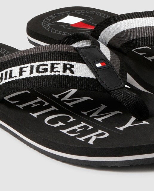 Chanclas de hombre Tommy Hilfiger de textil en color negro