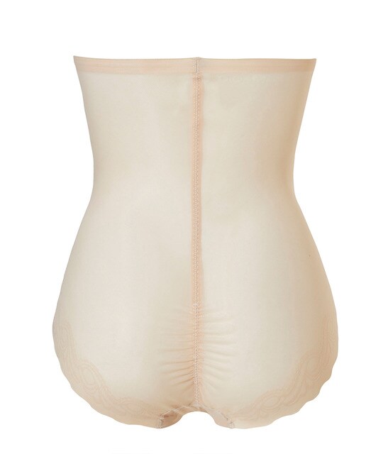 Cuecas altas adelgaçantes Scallop Sheer castanho-claro