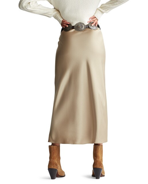 Falda midi satinada