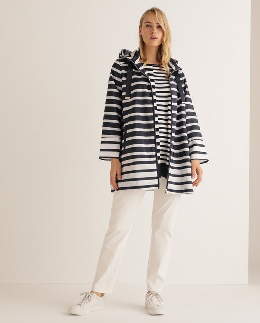 Parka de mujer talla grande con rayas marineras