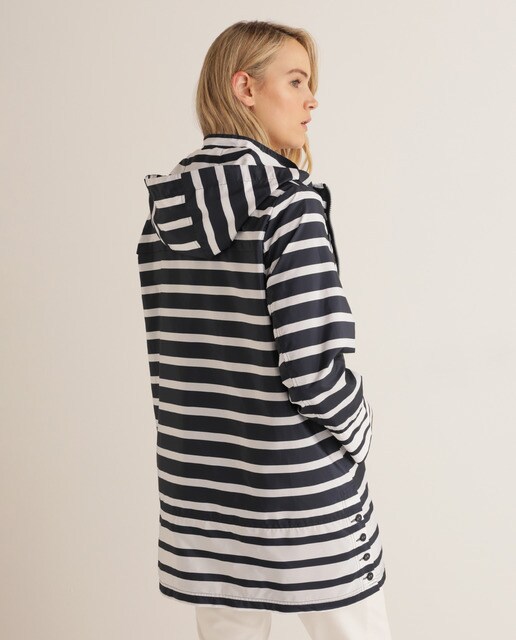 Parka de mujer talla grande con rayas marineras