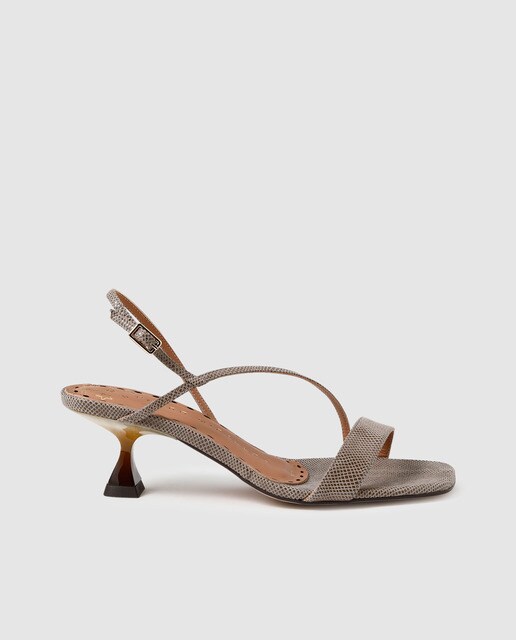 sandalias de tacón de mujer Pedro Miralles de piel en color topo