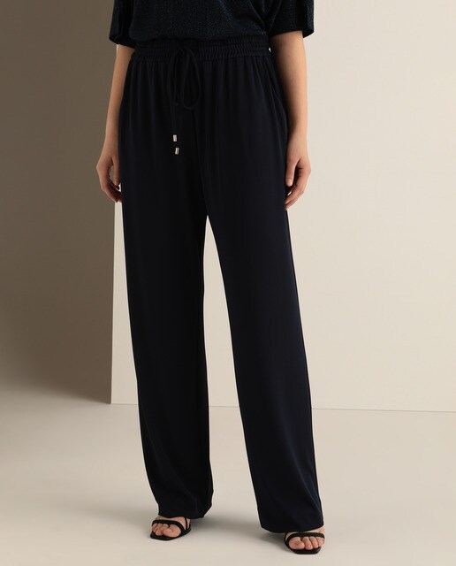 Pantalón fluido de mujer talla grande con cintura elástica