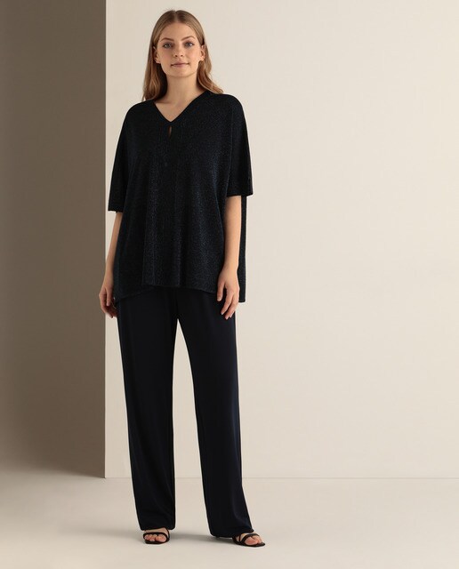 Pantalón fluido de mujer talla grande con cintura elástica